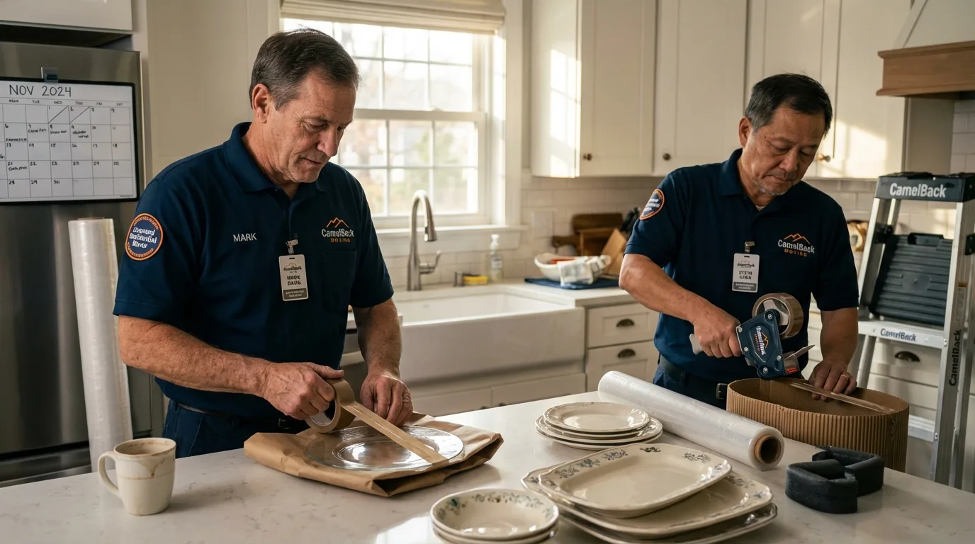 Professional crew packing kitchen dishware in Richmond Hill, NY